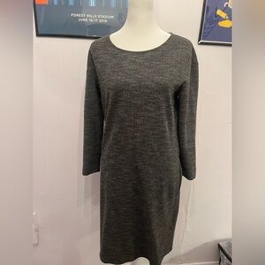 Theory 3/4 Sleeve Pull on Shift Vinsa Tayci Dress Heathered Black Size Small